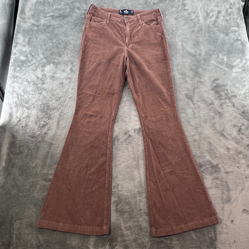 Hollister High Rise Flare Corduroy Pants Mauve Brown W28 L32 Size 7R Retro 70s